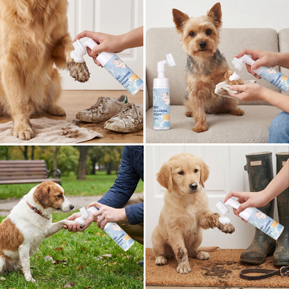 Gentle Waterless Paw Cleansing Foam with Brush for Dogs