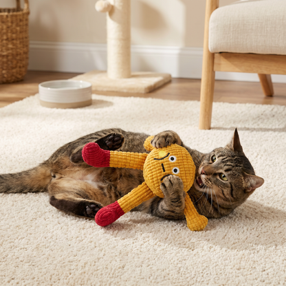 Crinkle Waffle Cat Toy with Catnip Pocket and Squeaky Sound