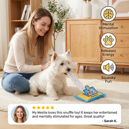 Durable Wet Wipe Snuffle Toy for Dogs – Squeaky Nosework Puzzle with Hidden Treat Pocket