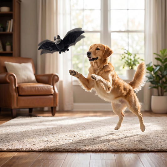 Touch—Activated Flapping Bat Dog Toy with Catnip