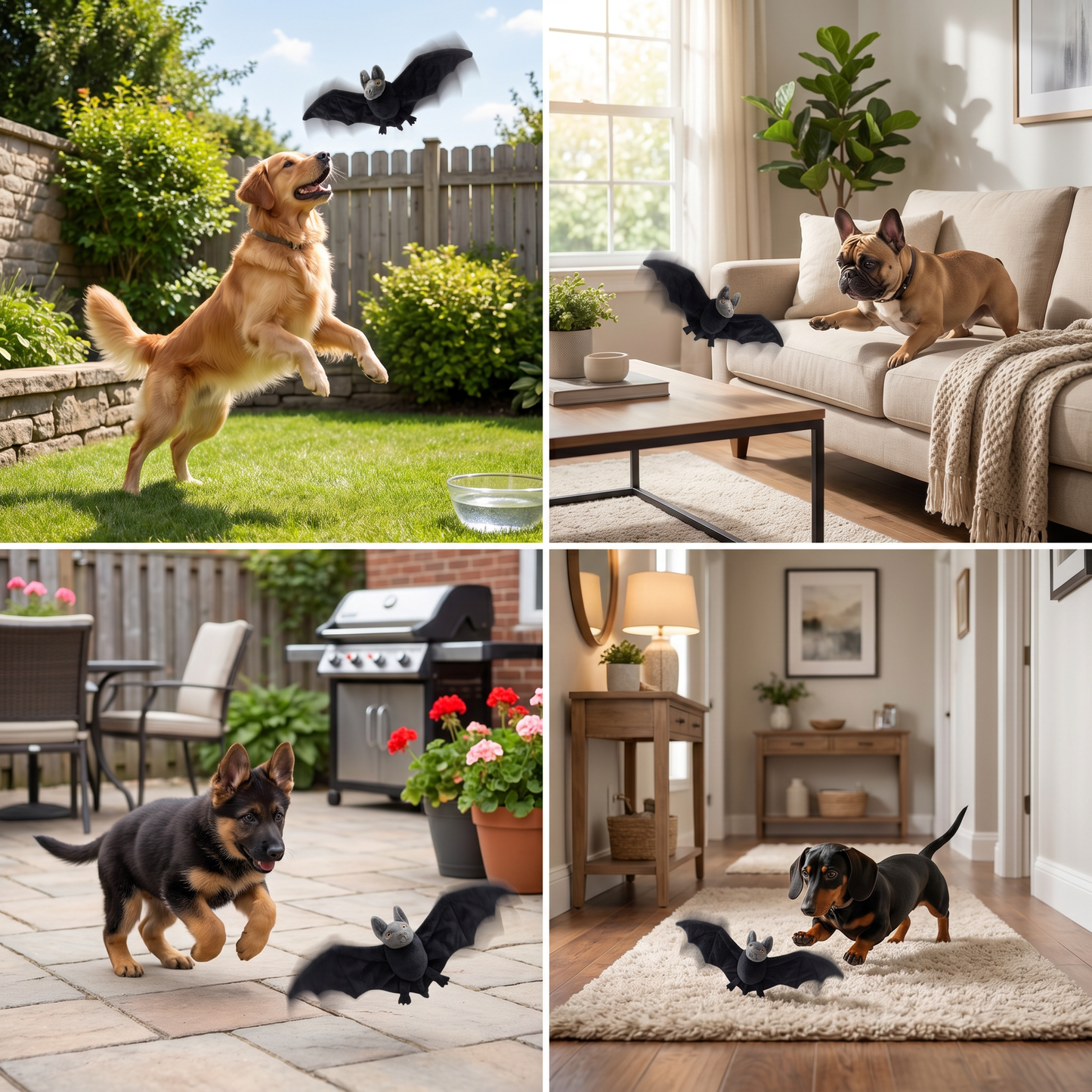 Touch—Activated Flapping Bat Dog Toy with Catnip