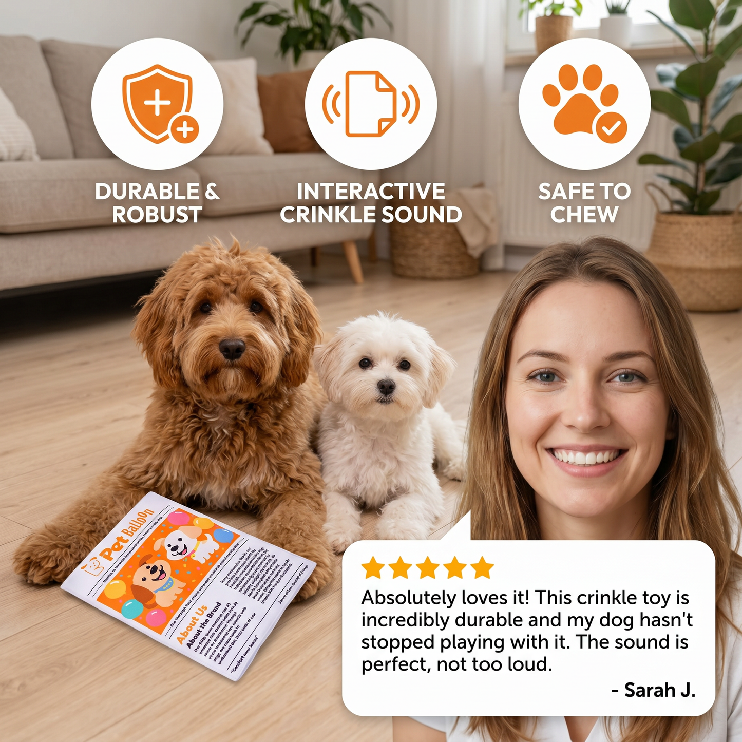 Durable Interactive Crinkle Newspaper Dog Toy