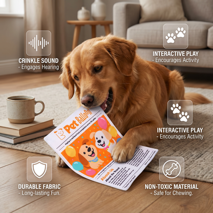 Durable Interactive Crinkle Newspaper Dog Toy
