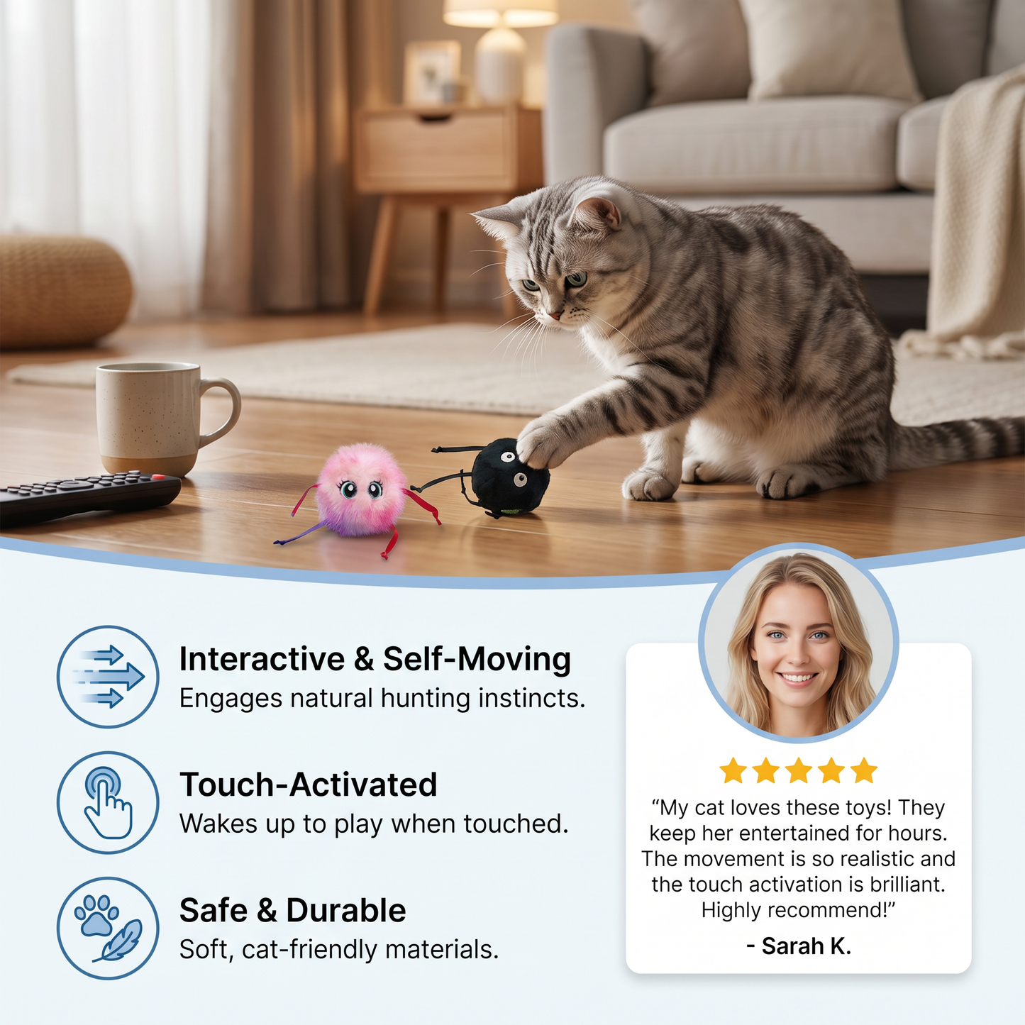 Cute Interactive Rolling Plush Cat toy