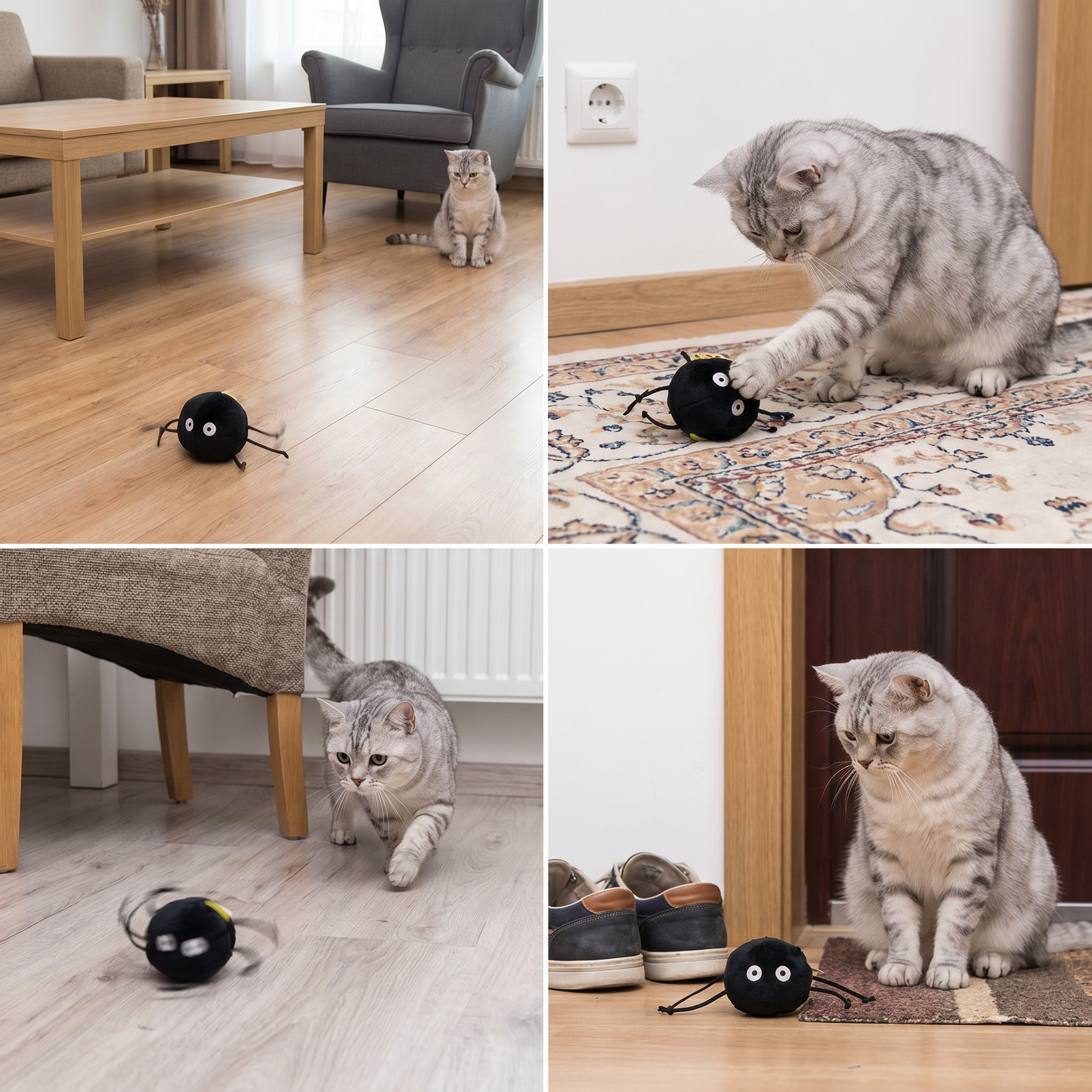 Cute Interactive Rolling Plush Cat toy