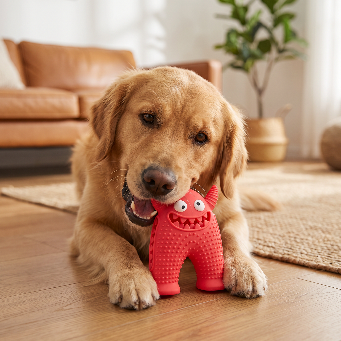 Durable Dog Dental Chew Toy – Tooth Cleaning Monster in Dog Colors