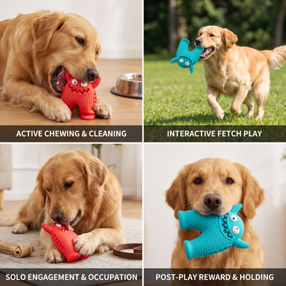 Durable Dog Dental Chew Toy – Tooth Cleaning Monster in Dog Colors