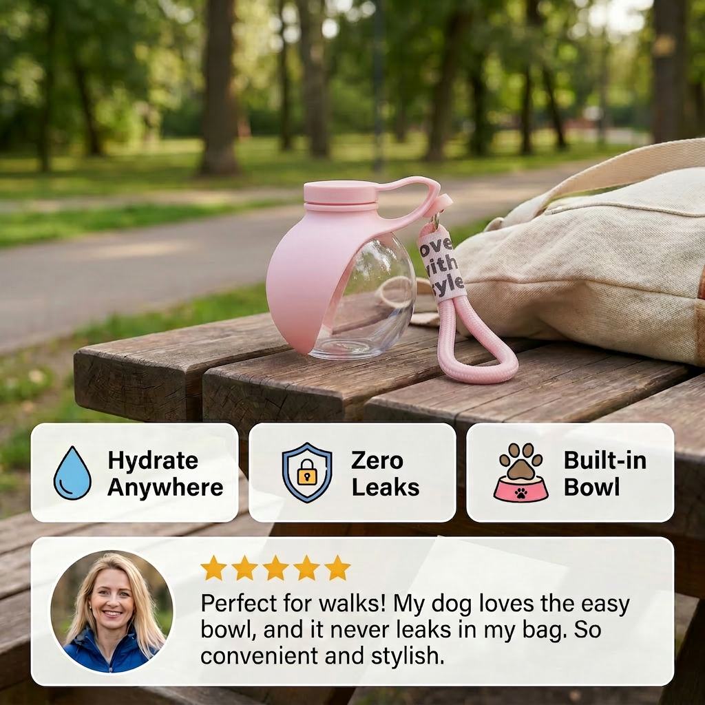 Sphere 2-in-1 Dog Water Bottle with Silicone Bowl – Leakproof Travel Bottle