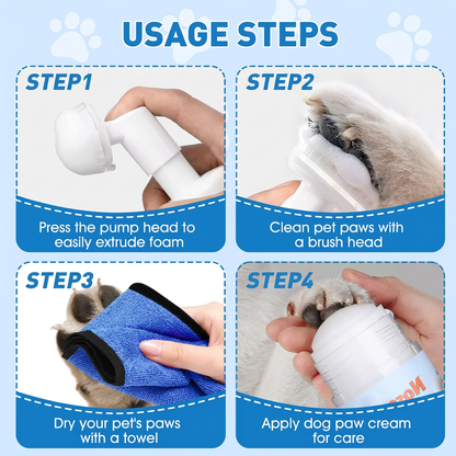 Gentle Waterless Paw Cleansing Foam with Brush for Dogs