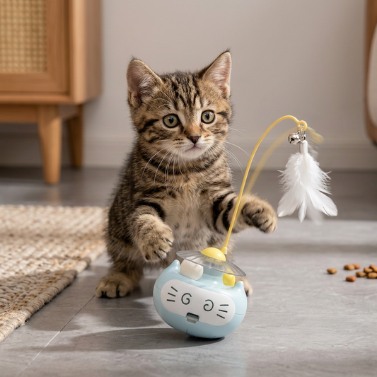 3in1 Interactive Catnip Cat Toy with Feather Wand & Bell