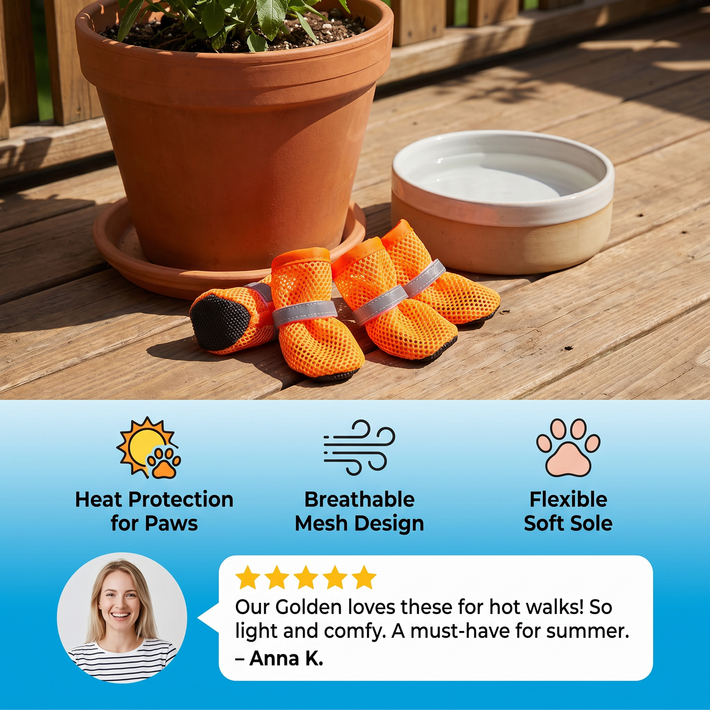 Breathable Mesh Dog Shoes for Hot Days – Soft Sole for Small & Large Dogs