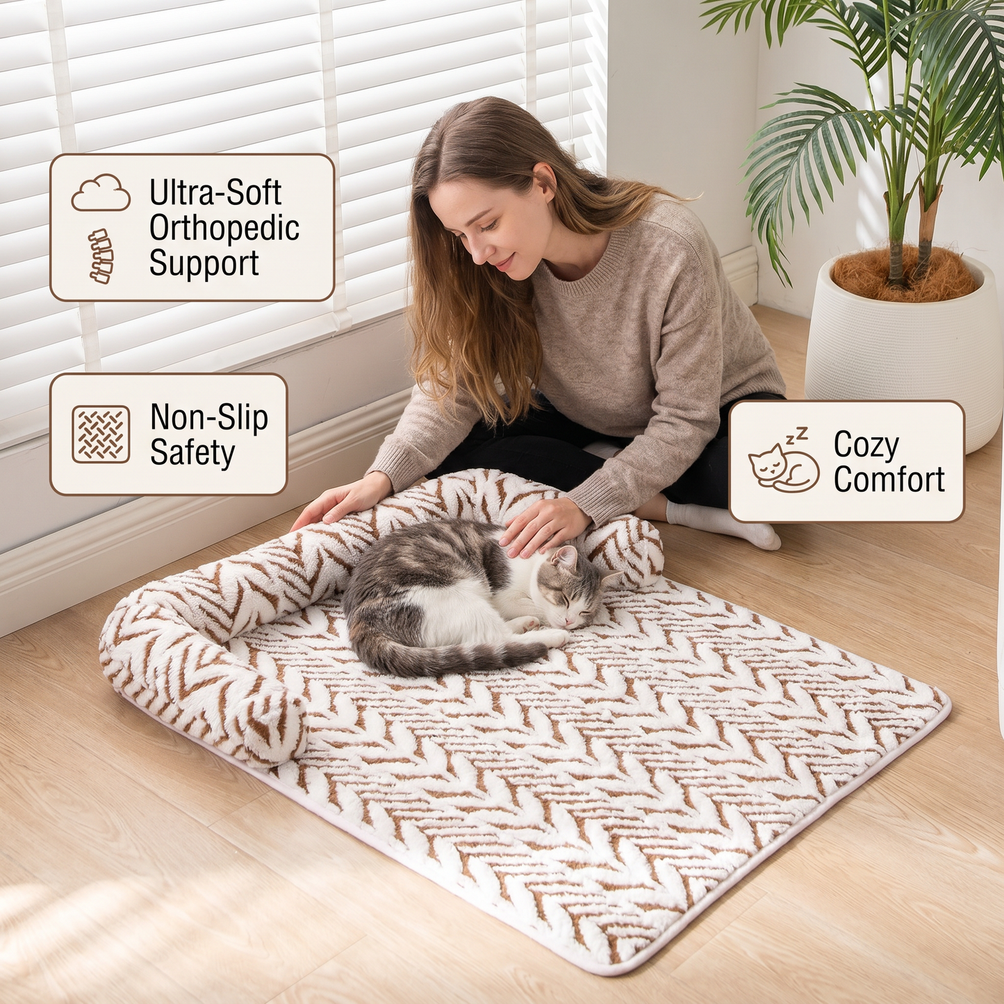 Ultra-Soft orthopedic Non-Slip Cat Bed Mat