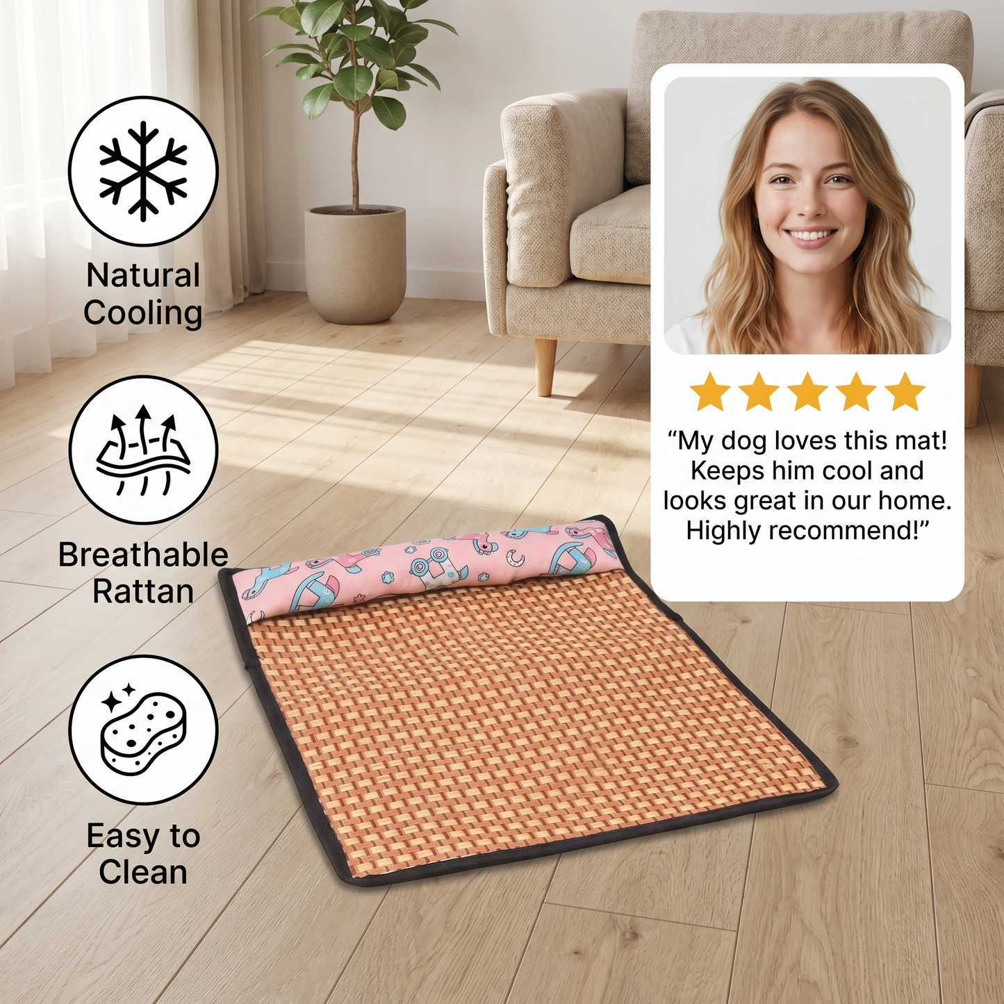Breathable Rattan Dog Cooling Mat