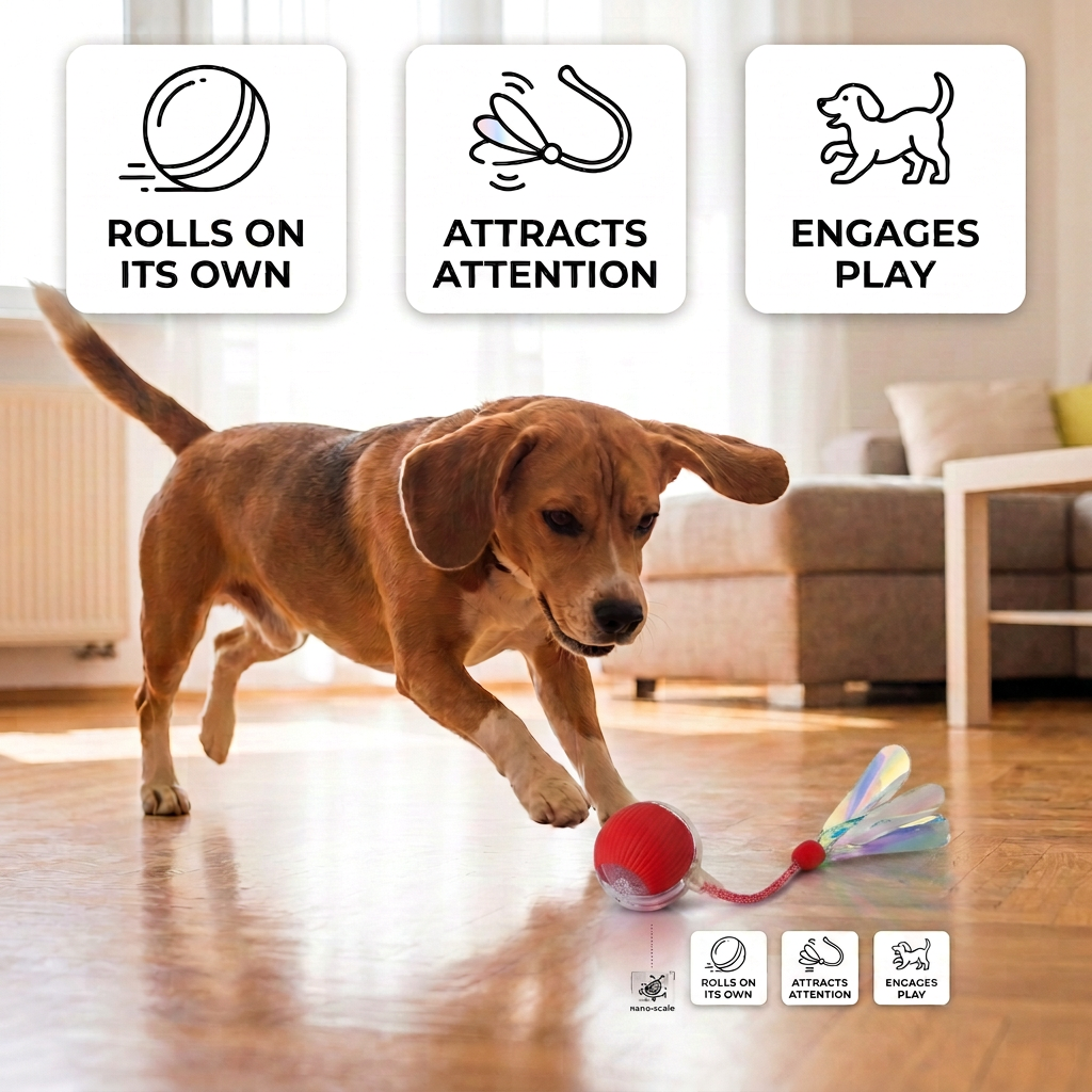 Upgraded Smart Rolling Dog Ball – Durable Interactive Toy with Mesh Tail