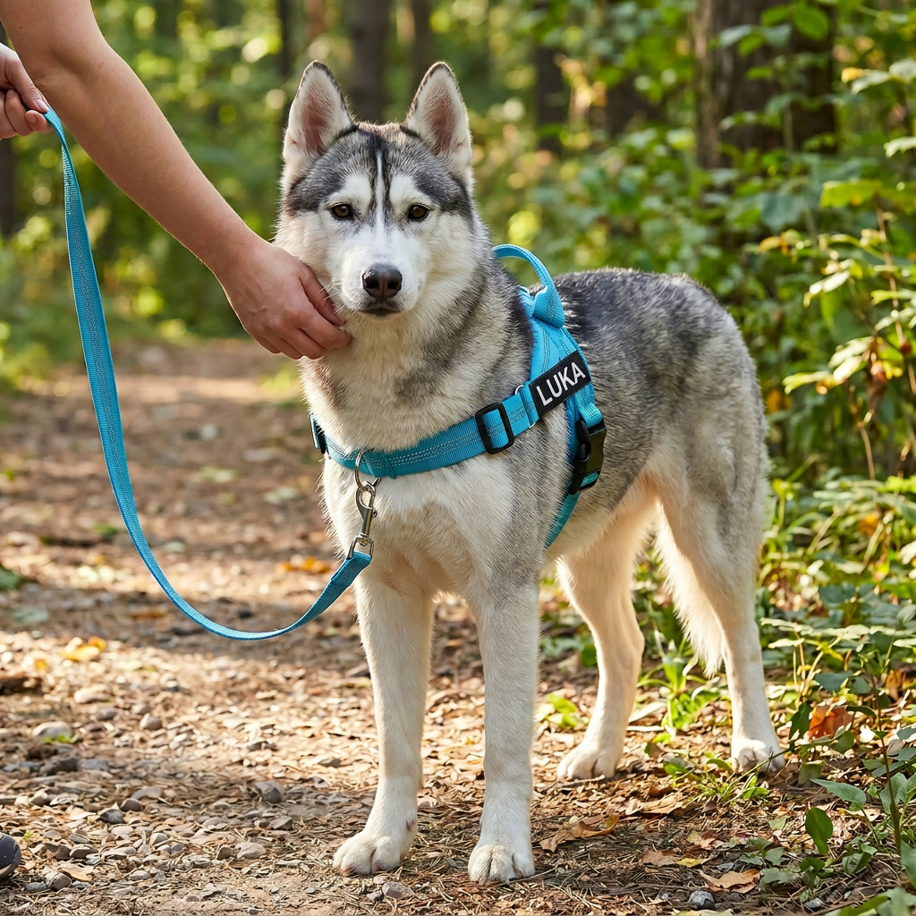 Personalized Reflective No-Pull Dog Harness with Custom Name Patch