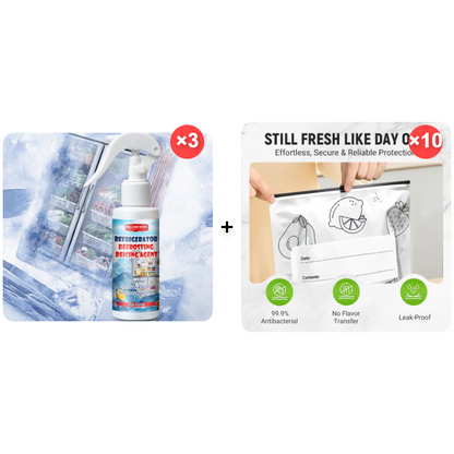 ⏳LAST DAY - Buy 2 Get 1 Free!!🧊Defrosting Spray for Fridge Freezer🎁 Includes Free Spatula