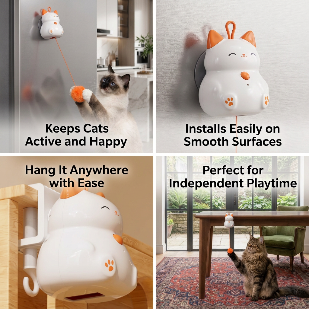 Interactive Rechargeable Cat Toy – Automatic Lifting Pom-Pom Teaser