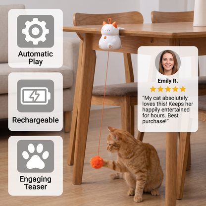 Interactive Rechargeable Cat Toy – Automatic Lifting Pom-Pom Teaser
