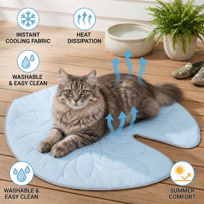 Cooling Leaf-Shaped Pet Mat – Washable Summer Mat with Non-Slip Bottom
