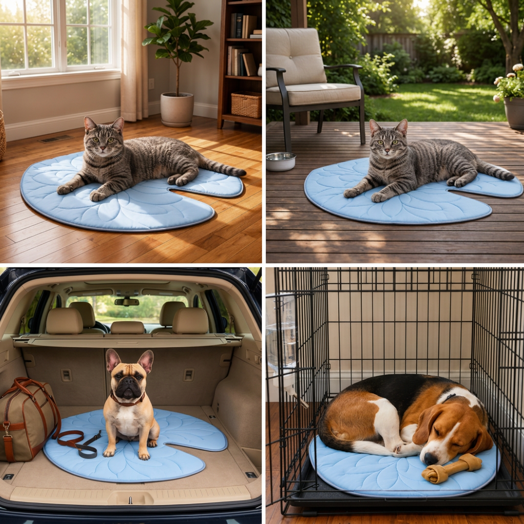 Cooling Leaf-Shaped Pet Mat – Washable Summer Mat with Non-Slip Bottom