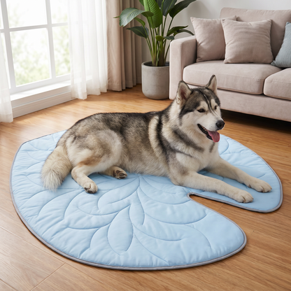 Cooling Leaf-Shaped Pet Mat – Washable Summer Mat with Non-Slip Bottom