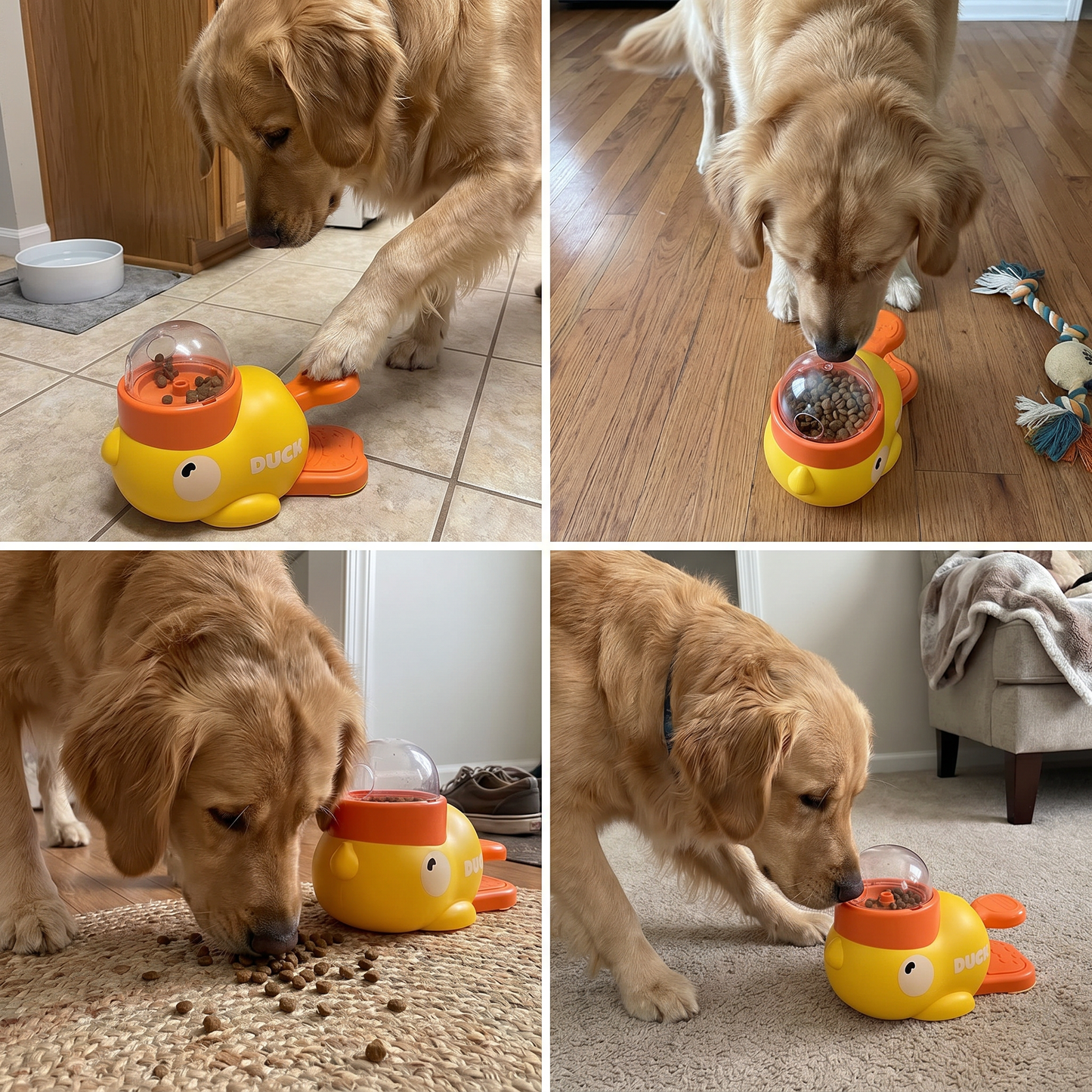 Interactive self-feeding dispenser for dogs