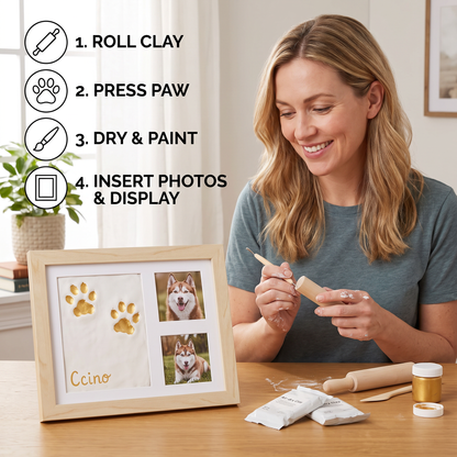 DIY Pet Paw Print Keepsake Frame Kit – Paw Impression & Photo Display