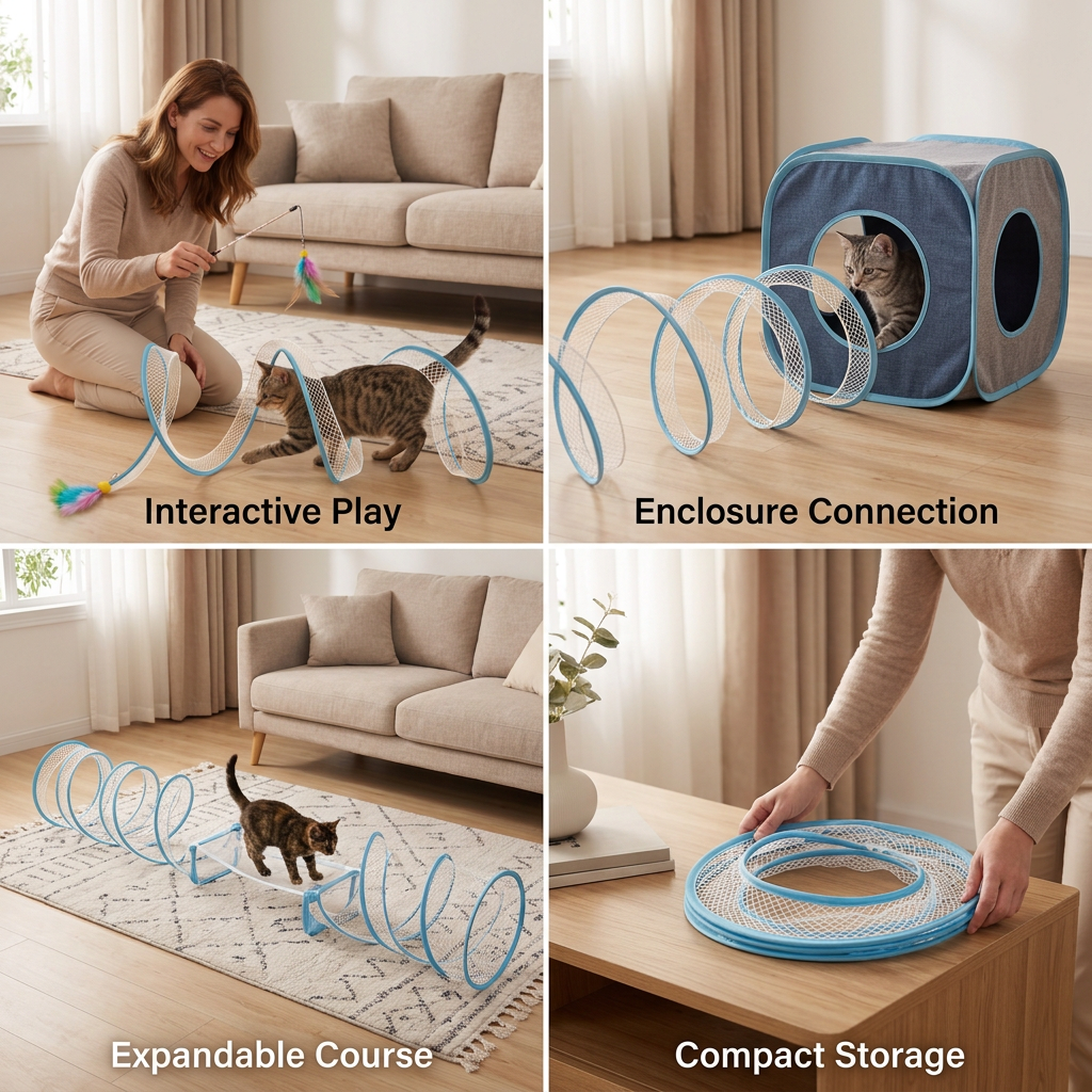 S-Shaped Cat Tunnel Toy – Interactive Foldable Play Tunnel