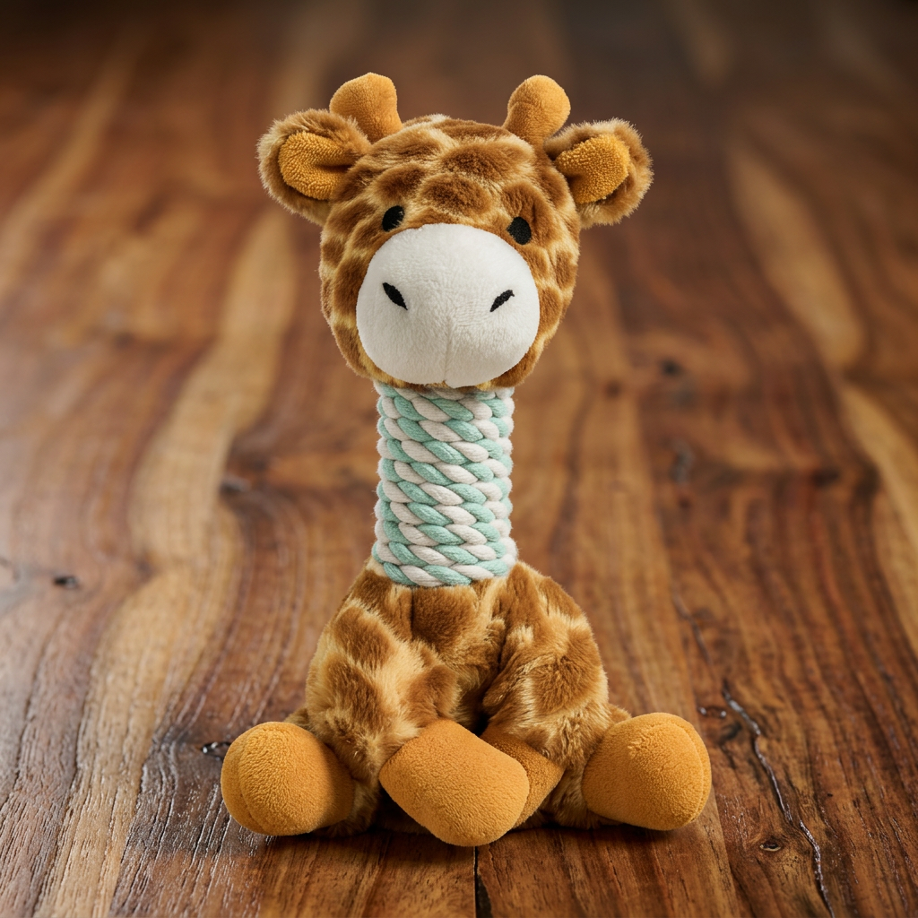 Durable Animal Plush Rope Dog Toy with Squeaker & Teeth Cleaning