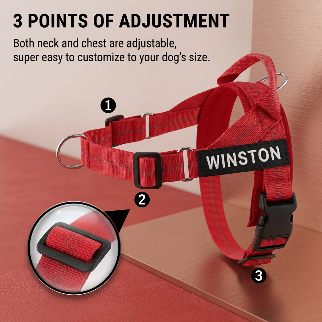Personalized Reflective No-Pull Dog Harness with Custom Name Patch
