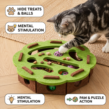 Interactive Cat Puzzle Felt Box Toy