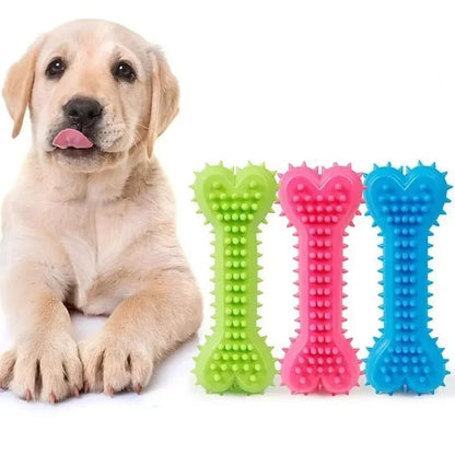 Soft Rubber Bite-Resistant Bone Shape Chew Toy for Dogs