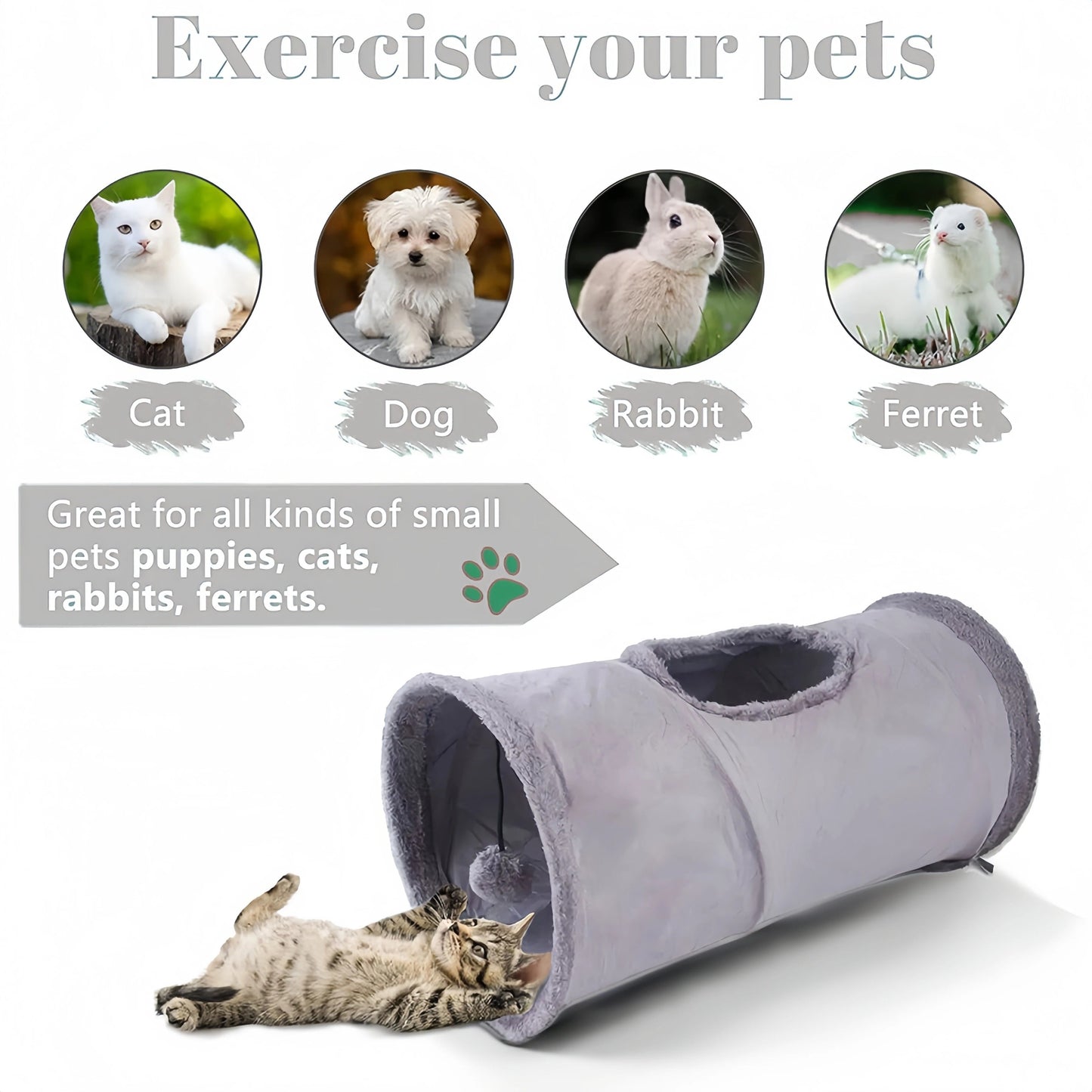 Collapsible Winter Suede Cat Tunnel