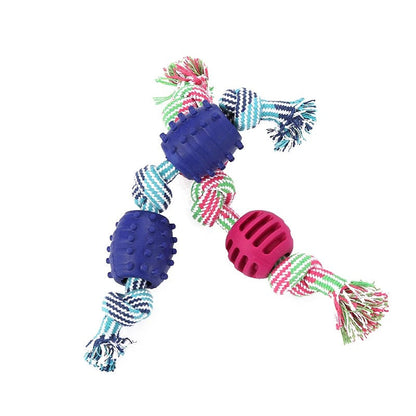 Double Knot Cotton Cord with Ball Dog Toy