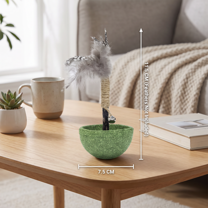 Teeth Cleaning Catnip Tumbler Cat Toy – Interactive Feather Teaser with Bell