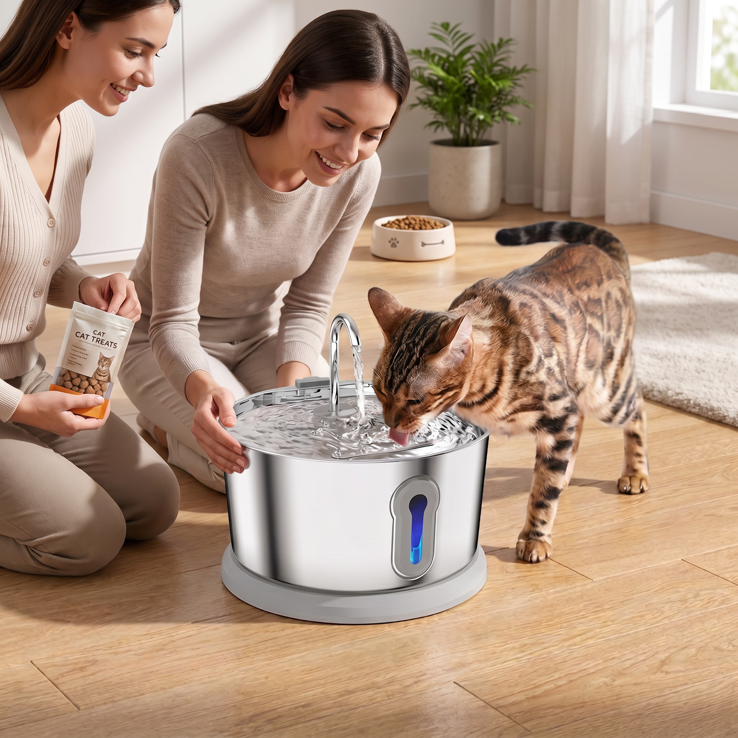 Smart Antibacterial Stainless Steel Pet Water Fountain – 4L Ultra-Quiet for Improved Pet Hydration & Health