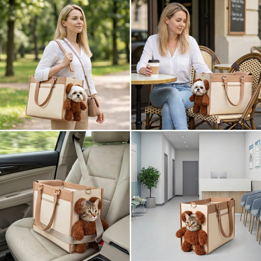 Pet Carrier Tote Bag with Teddy Bear Peek-a-Boo Window