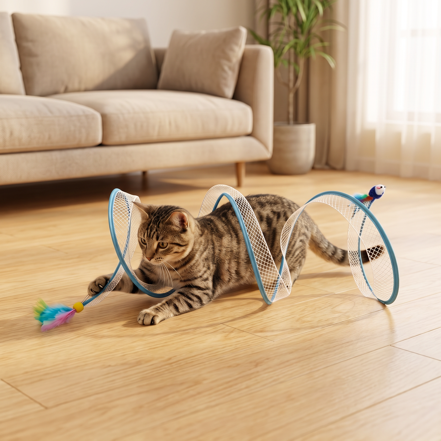 S-Shaped Cat Tunnel Toy – Interactive Foldable Play Tunnel