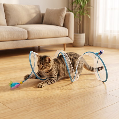 S-Shaped Cat Tunnel Toy – Interactive Foldable Play Tunnel