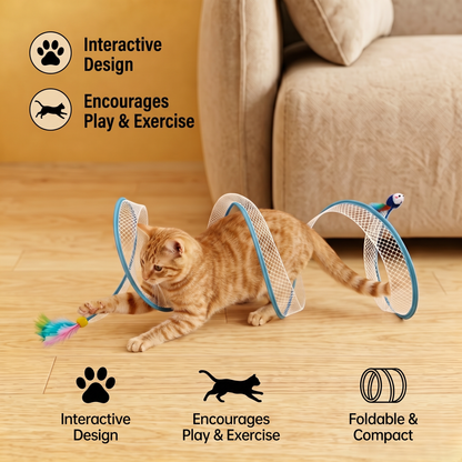 S-Shaped Cat Tunnel Toy – Interactive Foldable Play Tunnel