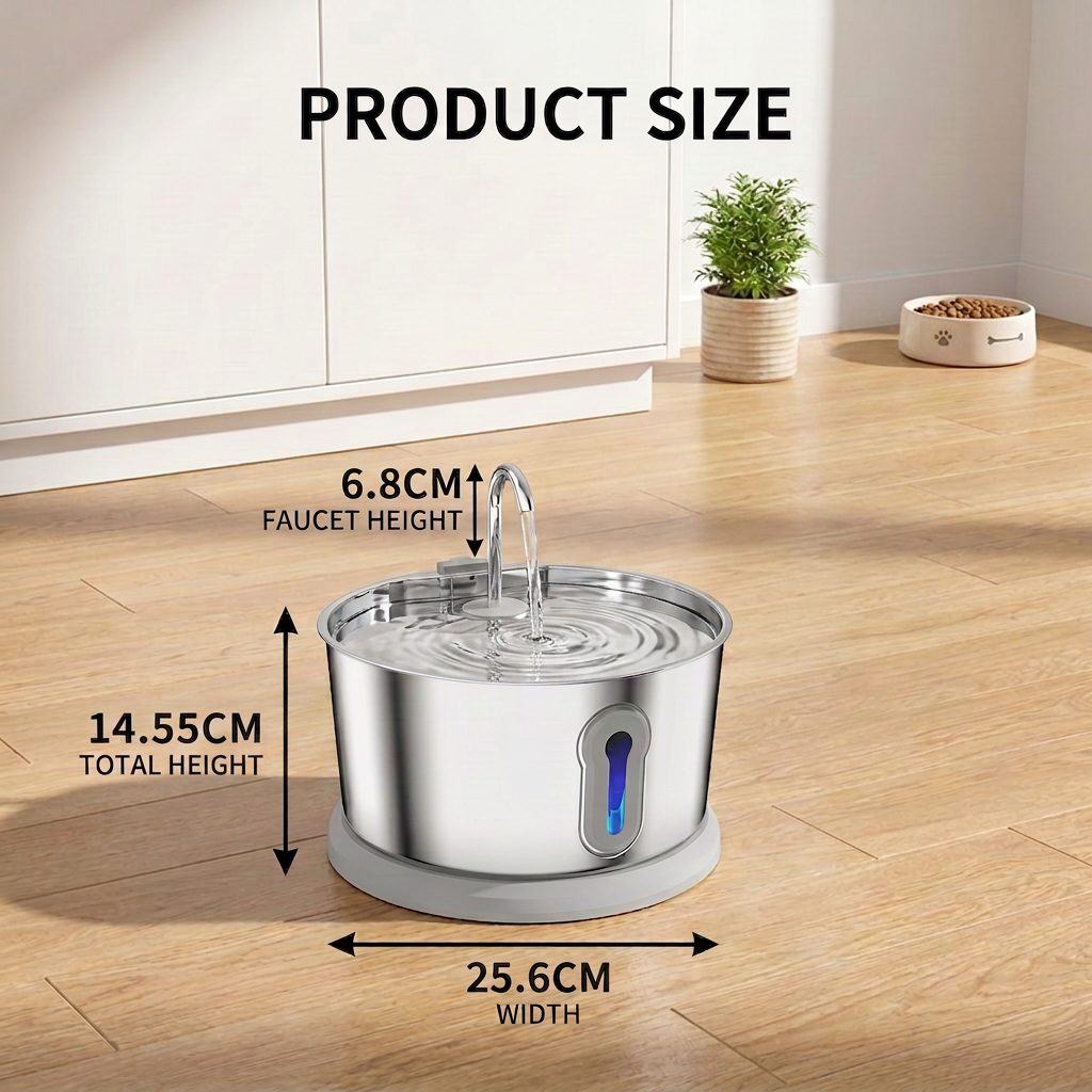 Smart Antibacterial Stainless Steel Pet Water Fountain – 4L Ultra-Quiet for Improved Pet Hydration & Health