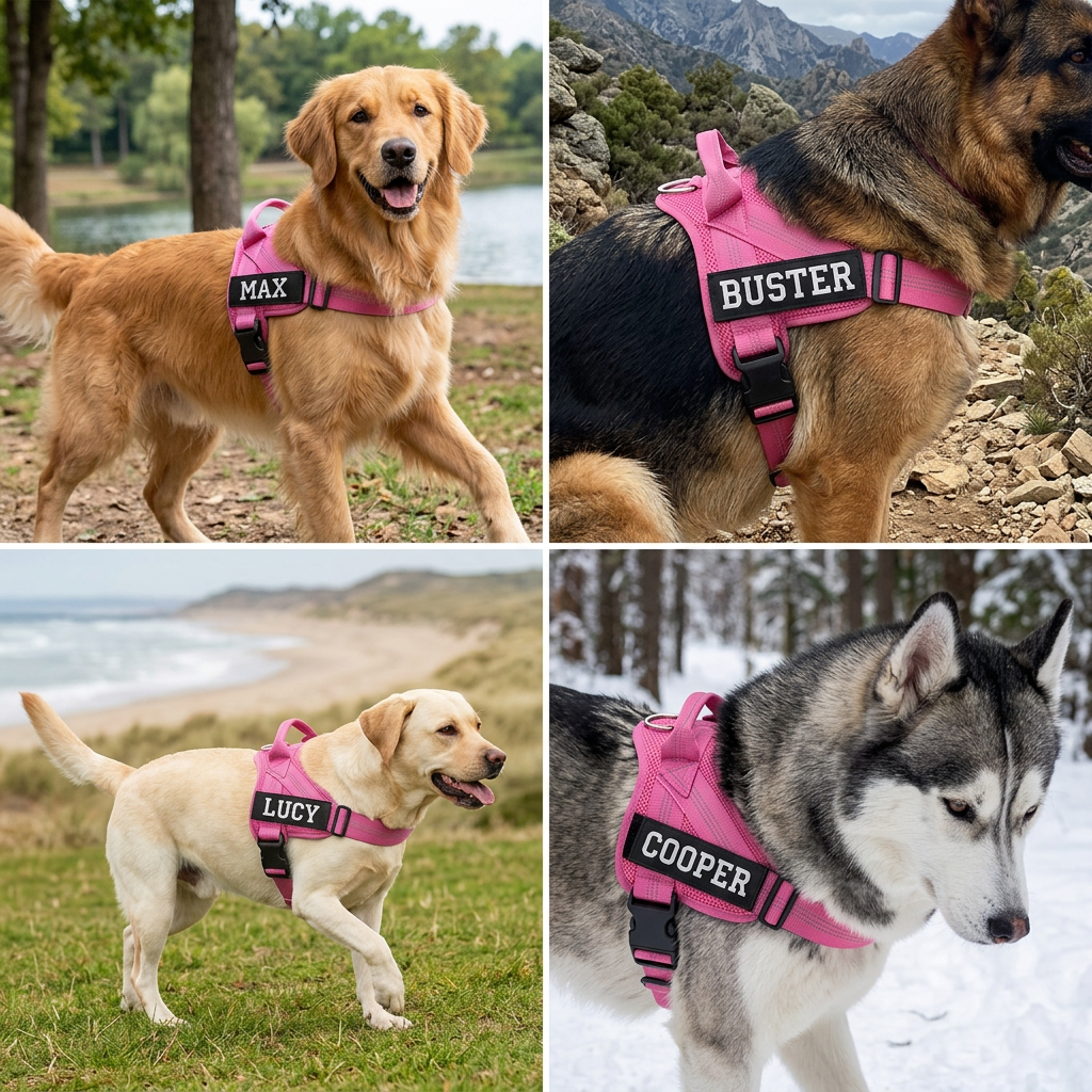 Personalized Reflective No-Pull Dog Harness with Custom Name Patch