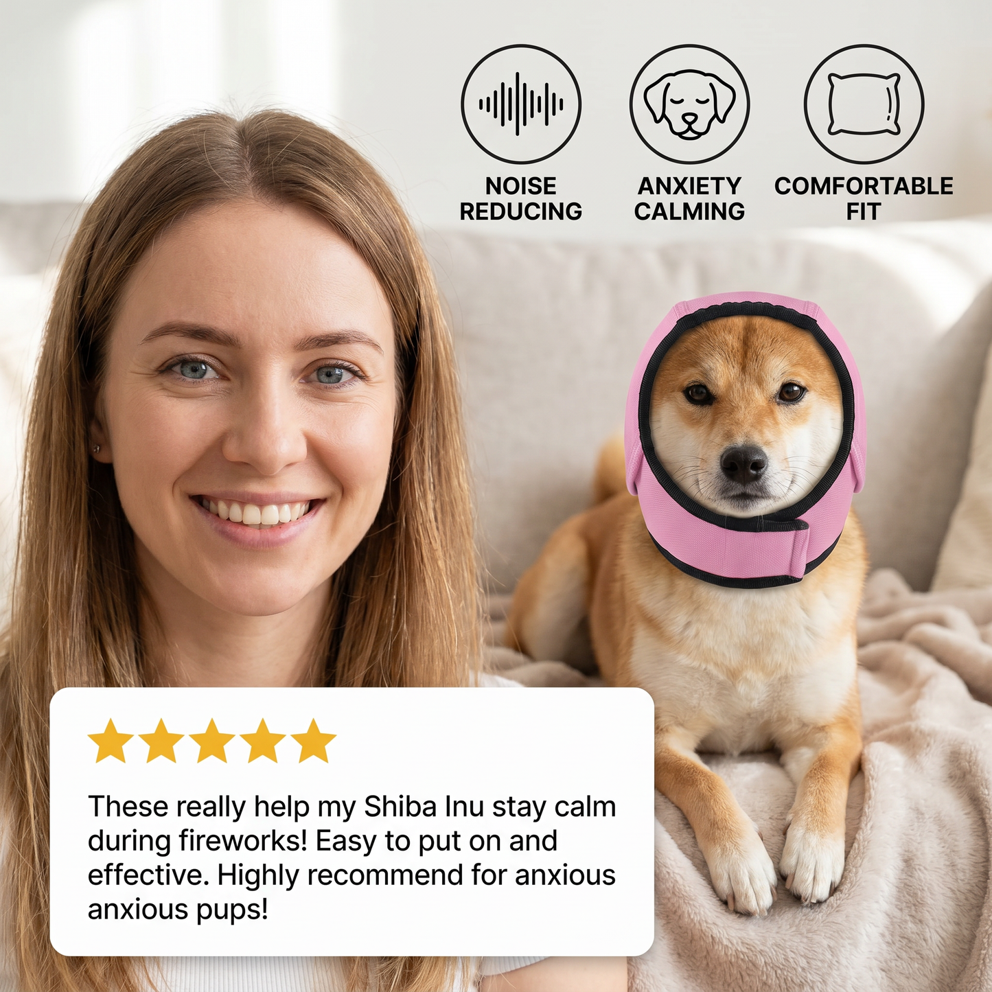 Protection Dog Ear Muffs Noise-Reducing & Anxiety-Calming Ear Cover