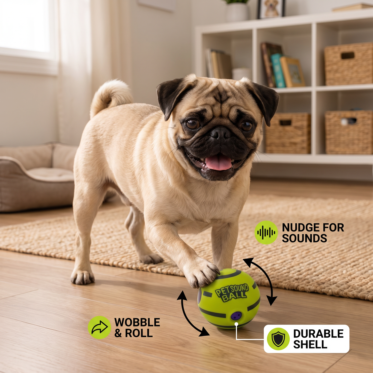 Interactive Squeaky Wobble Dog Ball – Durable Self-Play Toy