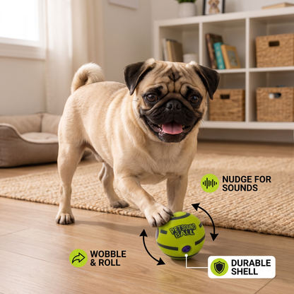 Interactive Squeaky Wobble Dog Ball – Durable Self-Play Toy