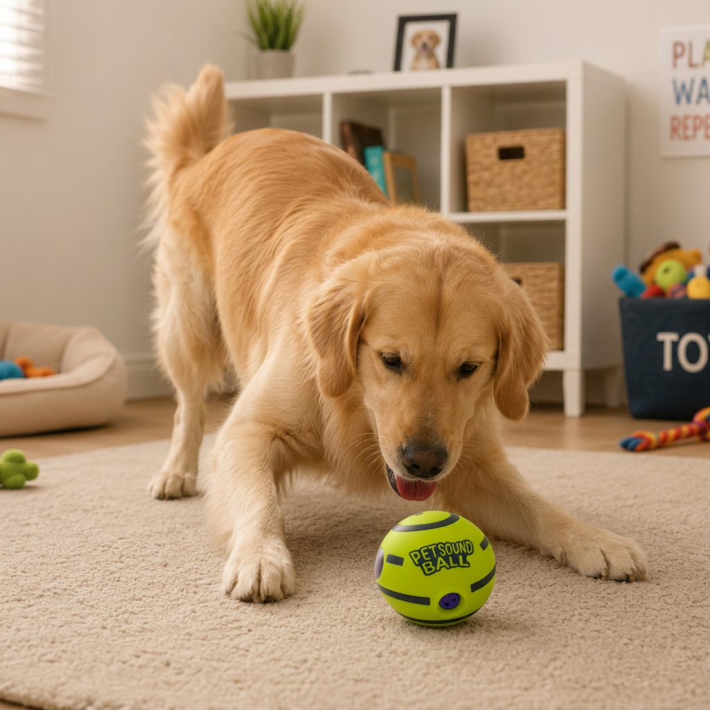 Interactive Squeaky Wobble Dog Ball – Durable Self-Play Toy