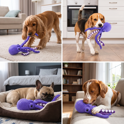 Large Octopus Plush Squeaky Dog Toy