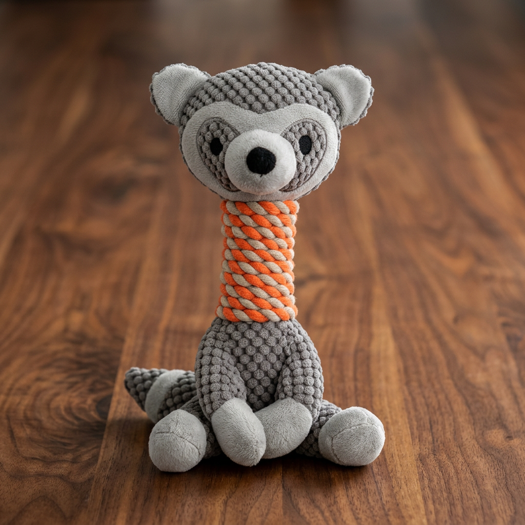 Durable Animal Plush Rope Dog Toy with Squeaker & Teeth Cleaning