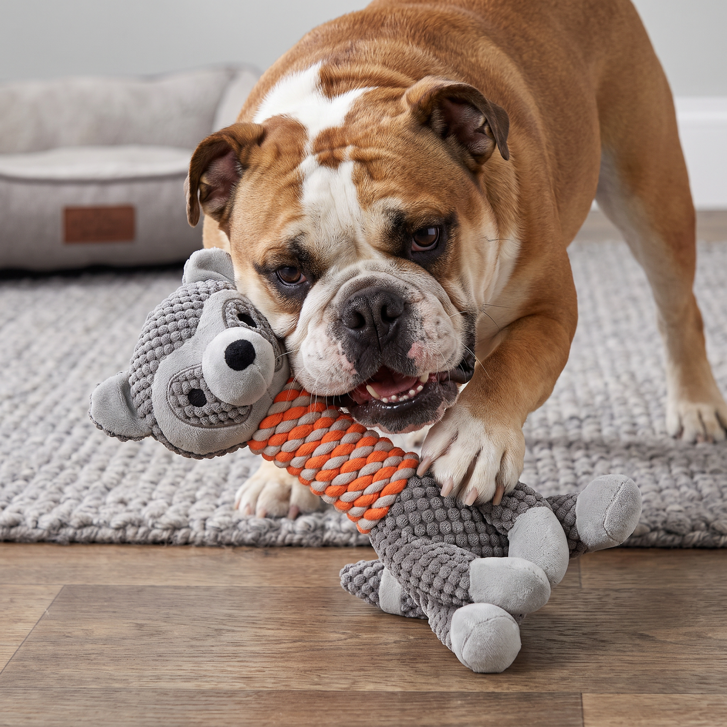 Durable Animal Plush Rope Dog Toy with Squeaker & Teeth Cleaning