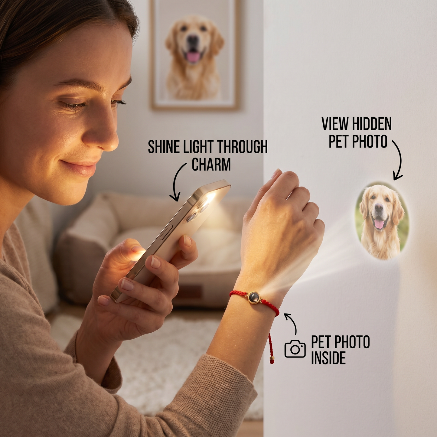 Personalized Pet Photo Projection Keepsake Bracelet